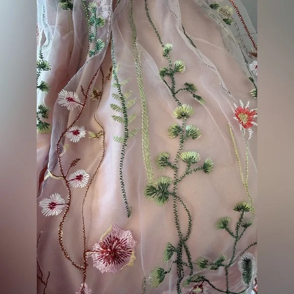 Floral Embroidered Pink Flower Girl Dress 4T - Picture 7 of 14